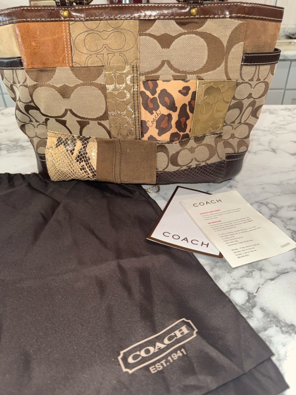 Coach Signature Patchwork Limited Edition Purse Bag  Leopard VTG Y2K - Picture 3 of 10